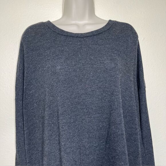 Joyspun Charcoal Gray Long Dolman Ribbed Sleeve Round Neck Top Women XL (16-18) - Picture 3 of 12